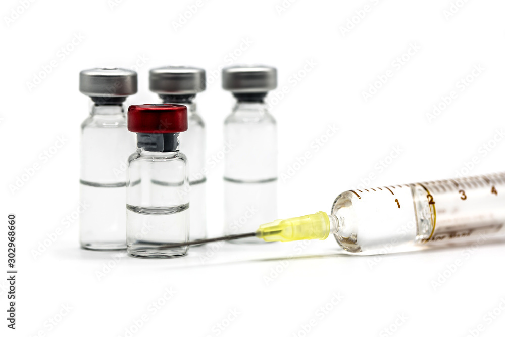 Vaccine with hypodermic syringe and needle Vaccine with hypodermic syringe and needle