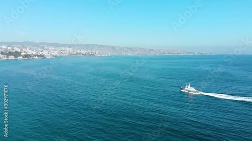 Wallpaper Mural Ship, Liners, Pacific ocean (Vina del Mar, Chile) aerial view, drone footage Torontodigital.ca