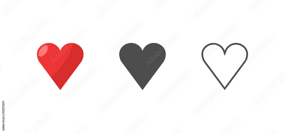 Like and Heart icon. Valentine's day love hearts. Like and Heart icon. Valentine's day love hearts.