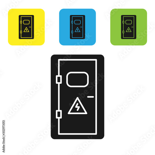 Black Electrical cabinet icon isolated on white background. Set icons colorful square buttons. Vector Illustration