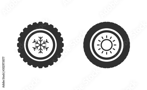 Car wheels with winter and summer tires