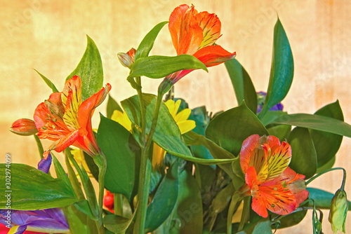 Orchid flowers in a bouquet.