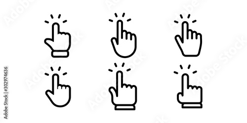 Hand clicking icons collection. Set of hands click pointer vectors.