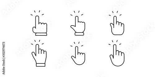 Hand clicking icons collection. Set of hands click pointer vectors.