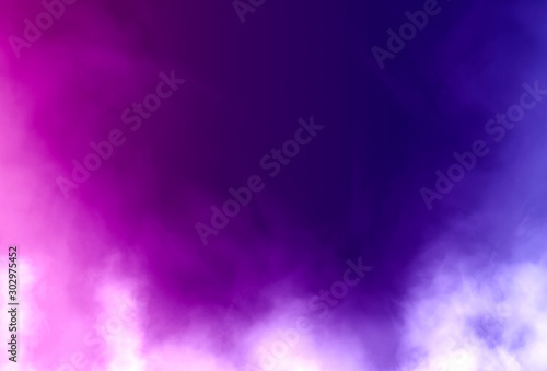 Abstract Smoke and light fog lit with pink and blue to create a multicolored texture background