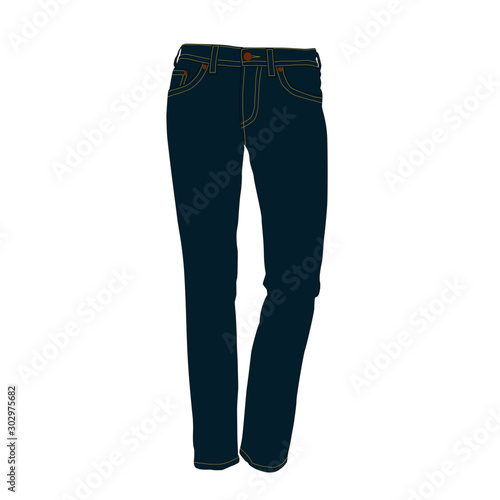 jeans blue realistic vector illustration isolated
