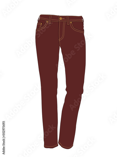 jeans red realistic vector illustration isolated