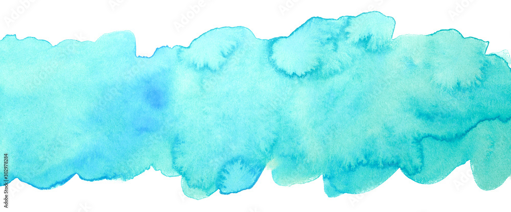 blue watercolor stripe on a white background with paper texture, jagged edges blue watercolor stripe on a white background with paper texture, jagged edges
