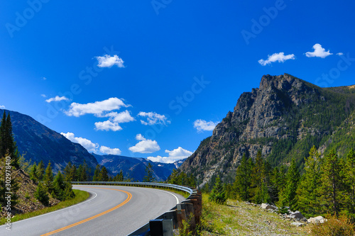 Scenic mountain views on Beartooth Highway in Wyoming near Yellowstone national park photo