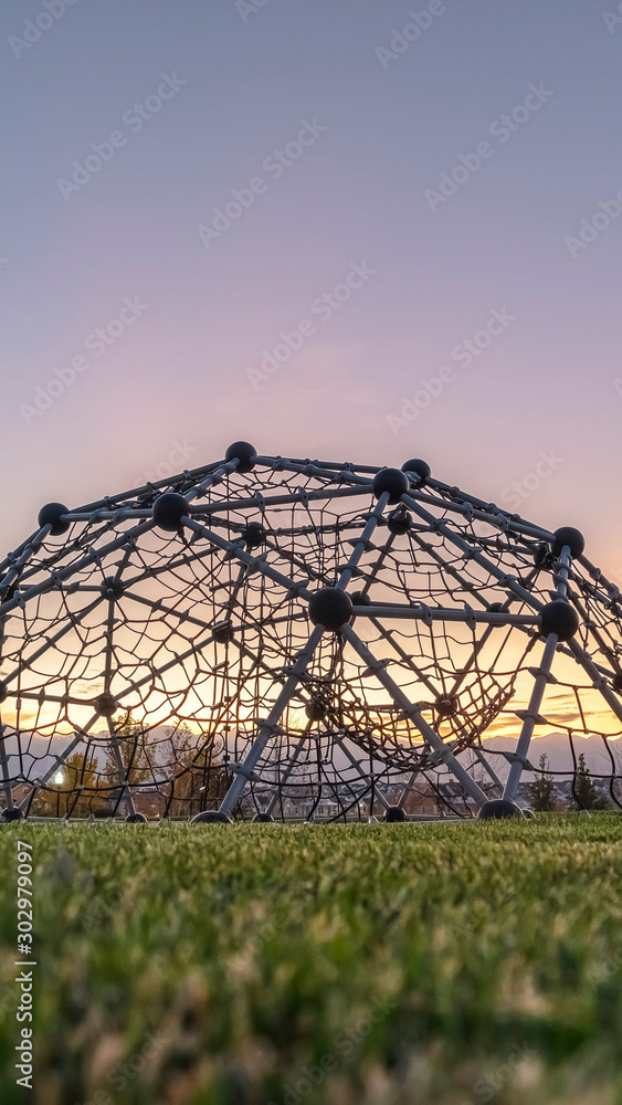 Vertical frame Low angle view of a metal climbing dome