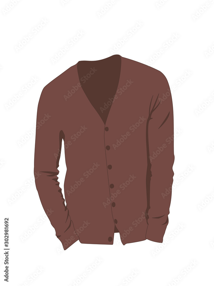 Cardigan for men brown realistic vector illustration isolated Cardigan for men brown realistic vector illustration isolated