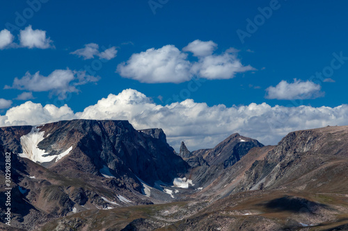 Scenic mountain views on Beartooth Highway in Wyoming near Yellowstone national park