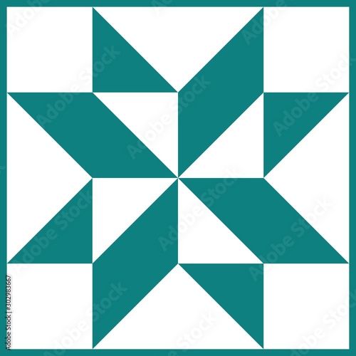 Barn quilt pattern, Patchwork design, Abstract geometric tiled trail Vector illustration