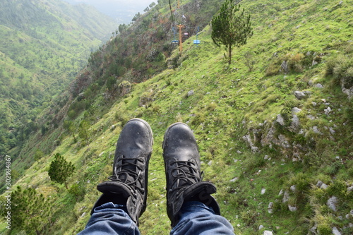 Sitting on cable car in Abbottabad, Pakistan