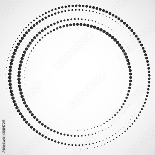 Halftone dotted background in circle form. Circle dots isolated on the white background