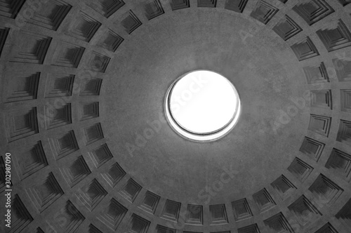 Pantheon, Rome, Italy. Detail of the circle roof from inside.