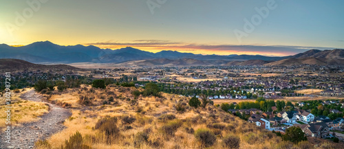 Hiking trail in Utah with panorama of Utah Valley © Jason