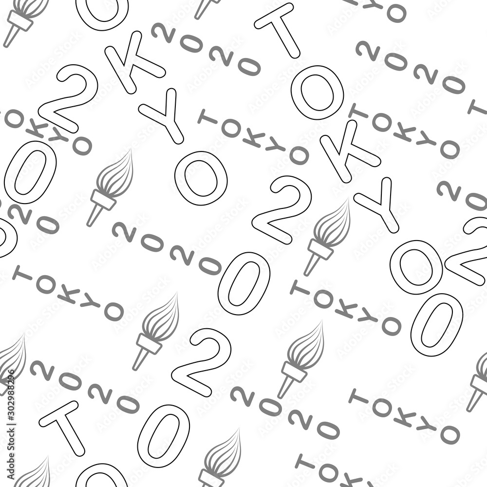 Obraz premium Vector abstract illustration of a seamless pattern on a transparent background with the contour image of a fire torch and a date. EPS 10 vector