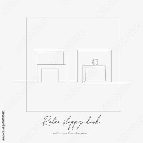 continuous line drawing. retro floppy disk. simple vector illustration. retro floppy disk concept hand drawing sketch line.