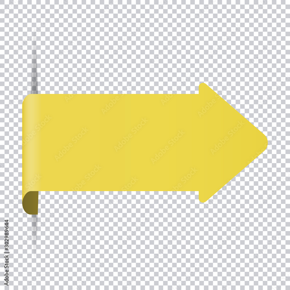 yellow arrow bookmark banner for any text - obrazy, fototapety, plakaty 