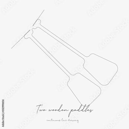continuous line drawing. two wooden paddles. simple vector illustration. two wooden paddles concept hand drawing sketch line.