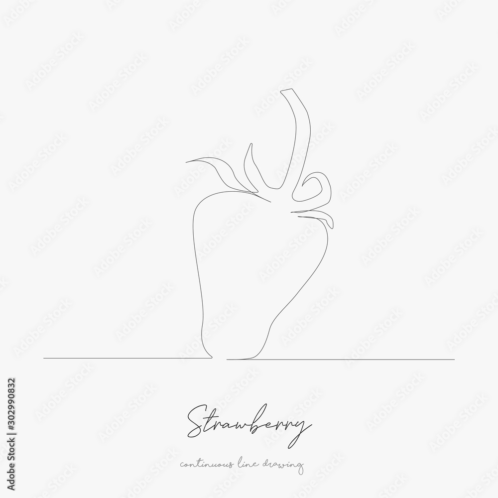 Obraz premium continuous line drawing. strawberry. simple vector illustration. strawberry concept hand drawing sketch line.