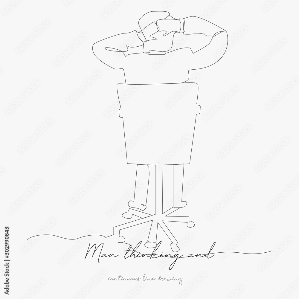 Fototapeta premium continuous line drawing. man thinking and dreaming. simple vector illustration. man thinking and dreaming concept hand drawing sketch line.
