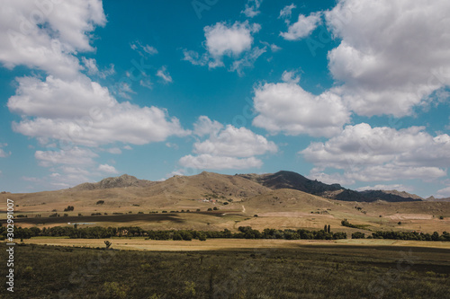 mountain landscape and cloud sun