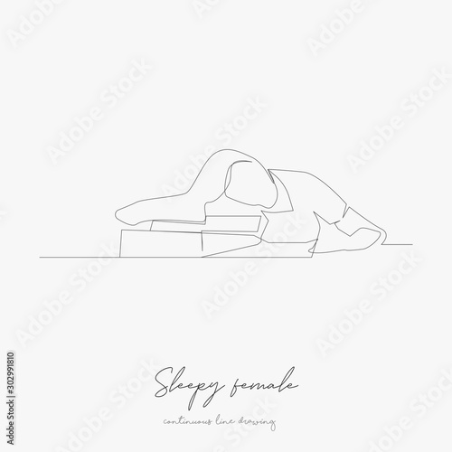 continuous line drawing. sleepy female. simple vector illustration. sleepy female concept hand drawing sketch line.
