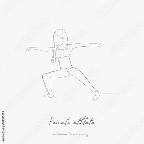 continuous line drawing. female athlete. simple vector illustration. female athlete concept hand drawing sketch line.
