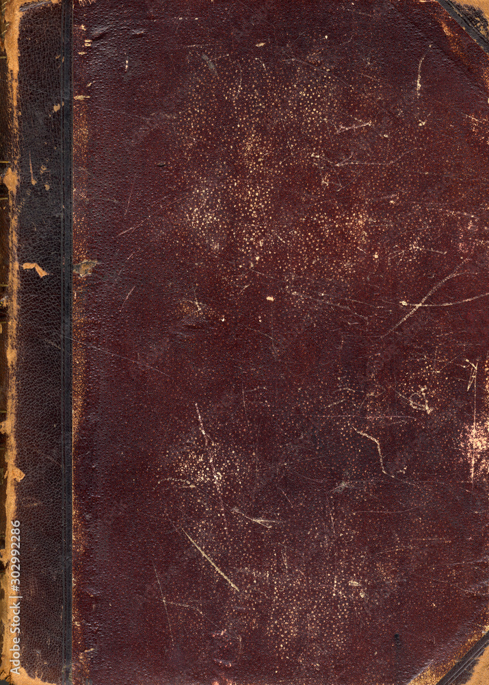 Old paper texture. Brown book cover. Rough faded surface. Blank retro page. Empty place for text. Perfect for background and vintage style design. - obrazy, fototapety, plakaty 