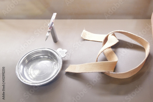 Set for bloodletting in a medieval hospice museum