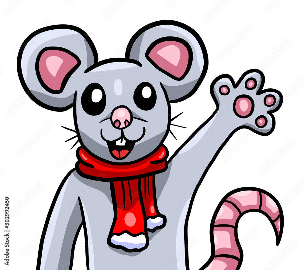 Happy Stylized Christmas Mouse Happy Stylized Christmas Mouse