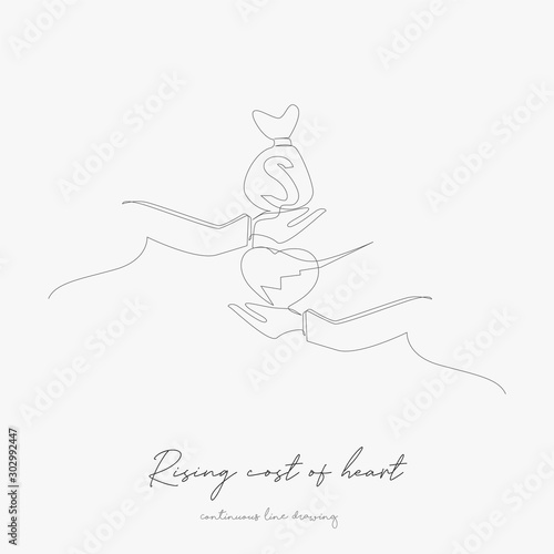 continuous line drawing. rising cost of heart health. simple vector illustration. rising cost of heart health concept hand drawing sketch line.