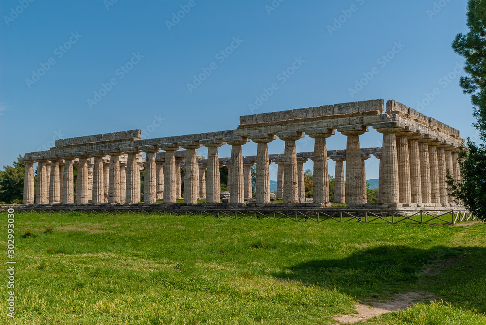 Temple of Hera, Greek Goddess of marriage and childbirth, taken in the archaeological area of Paestum Temple of Hera, Greek Goddess of marriage and childbirth, taken in the archaeological area of Paestum