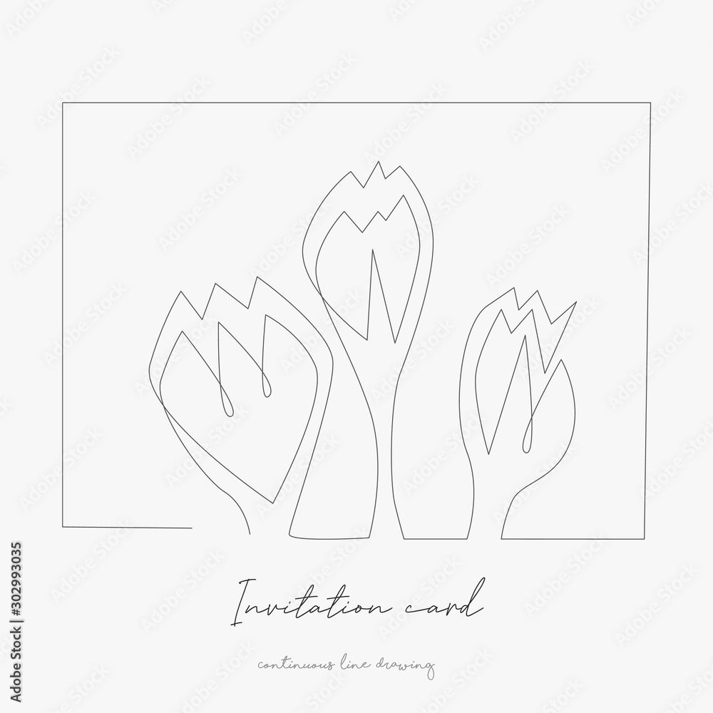 Fototapeta continuous line drawing. invitation card. simple vector illustration. invitation card concept hand drawing sketch line.