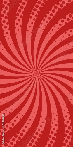 Vector comic book vertical background. Swirl halftone pattern in retro pop art style