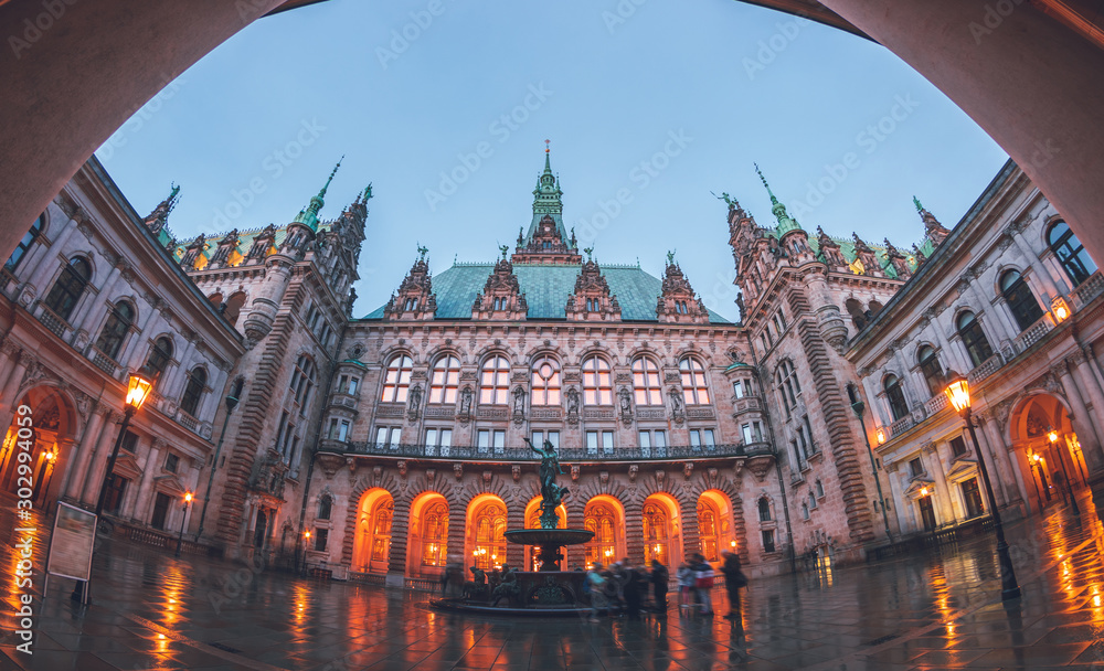 Evening at the Hamburg's Town Hall