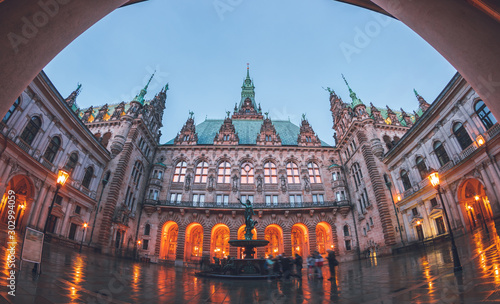 Obraz na płótnie Evening at the Hamburg's Town Hall w salonie