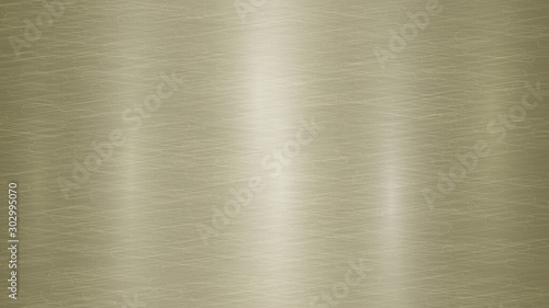 Abstract metal background with glares in golden and yellow colors
