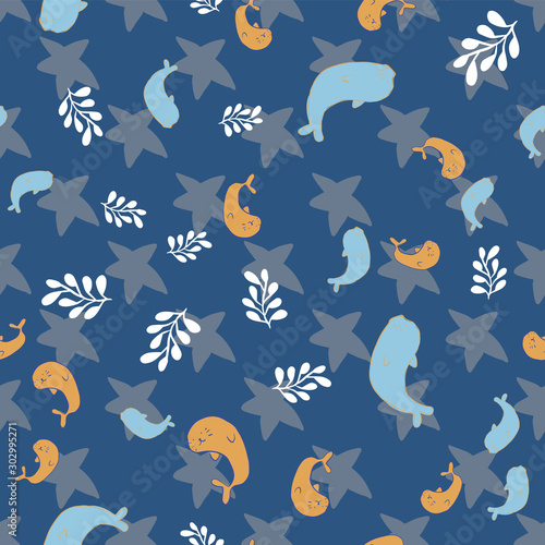 seal ocean seamless pattern design