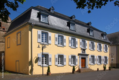 Fotografie Facade of a baroque town palace with mansard roof in the old village of Piesport