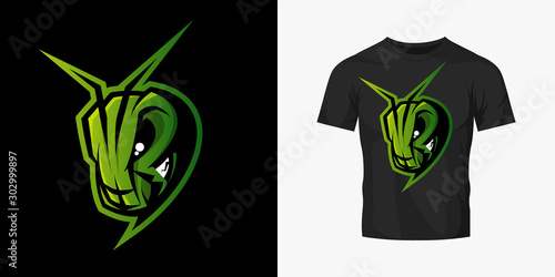 Premium quality esports team mascot grasshopper vector logo isolated emblem set. Savage destroyer insect sport logotype label illustration. Amazing gaming warrior hero character t-shirt print design.