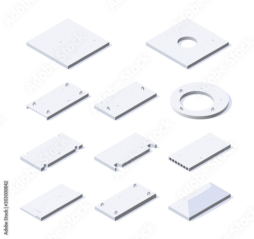 Concrete slab icon in flat style, vector