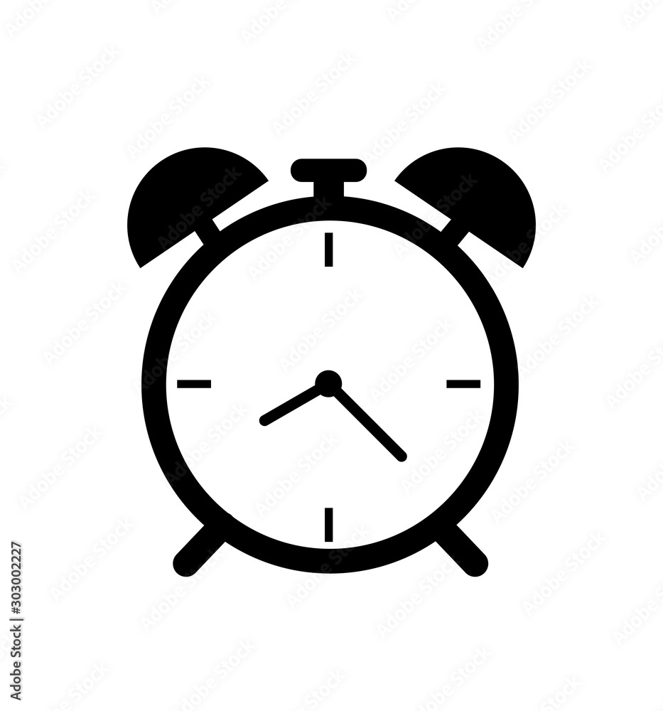 Black alarm clock icon isolated on white background time sign Black alarm clock icon isolated on white background time sign