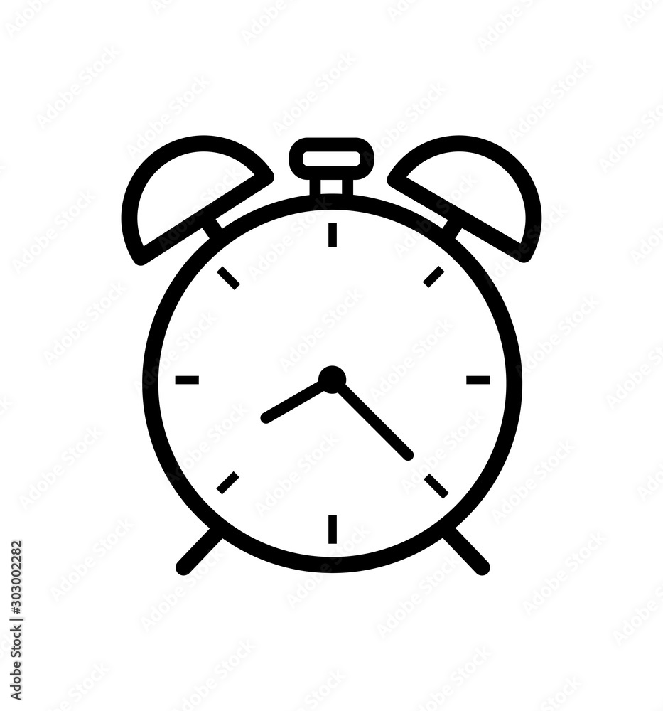Alarm clock line icon isolated on white background time sign Alarm clock line icon isolated on white background time sign