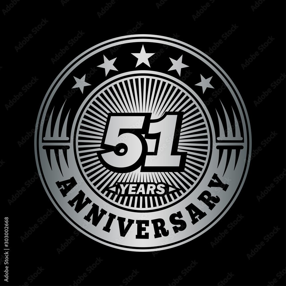 51 years anniversary celebration logo design. Vector and illustration.
