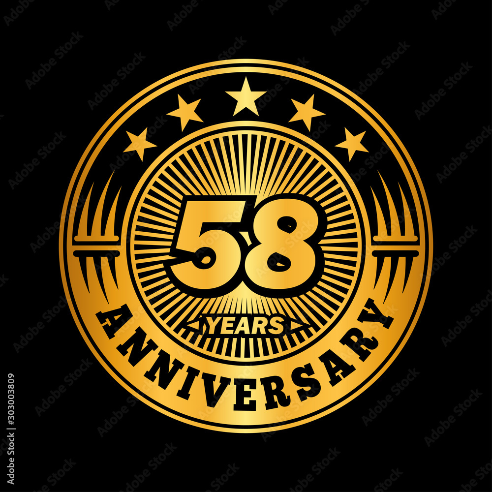 58 years anniversary celebration logo design. Vector and illustration.