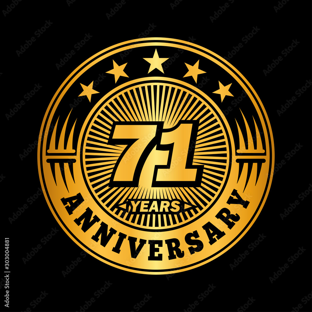 71 years anniversary celebration logo design. Vector and illustration.