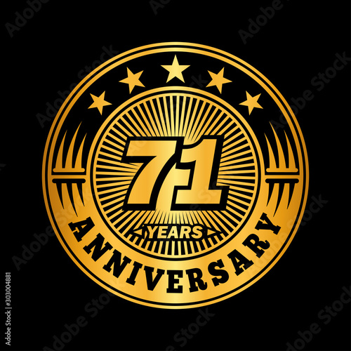71 years anniversary celebration logo design. Vector and illustration.